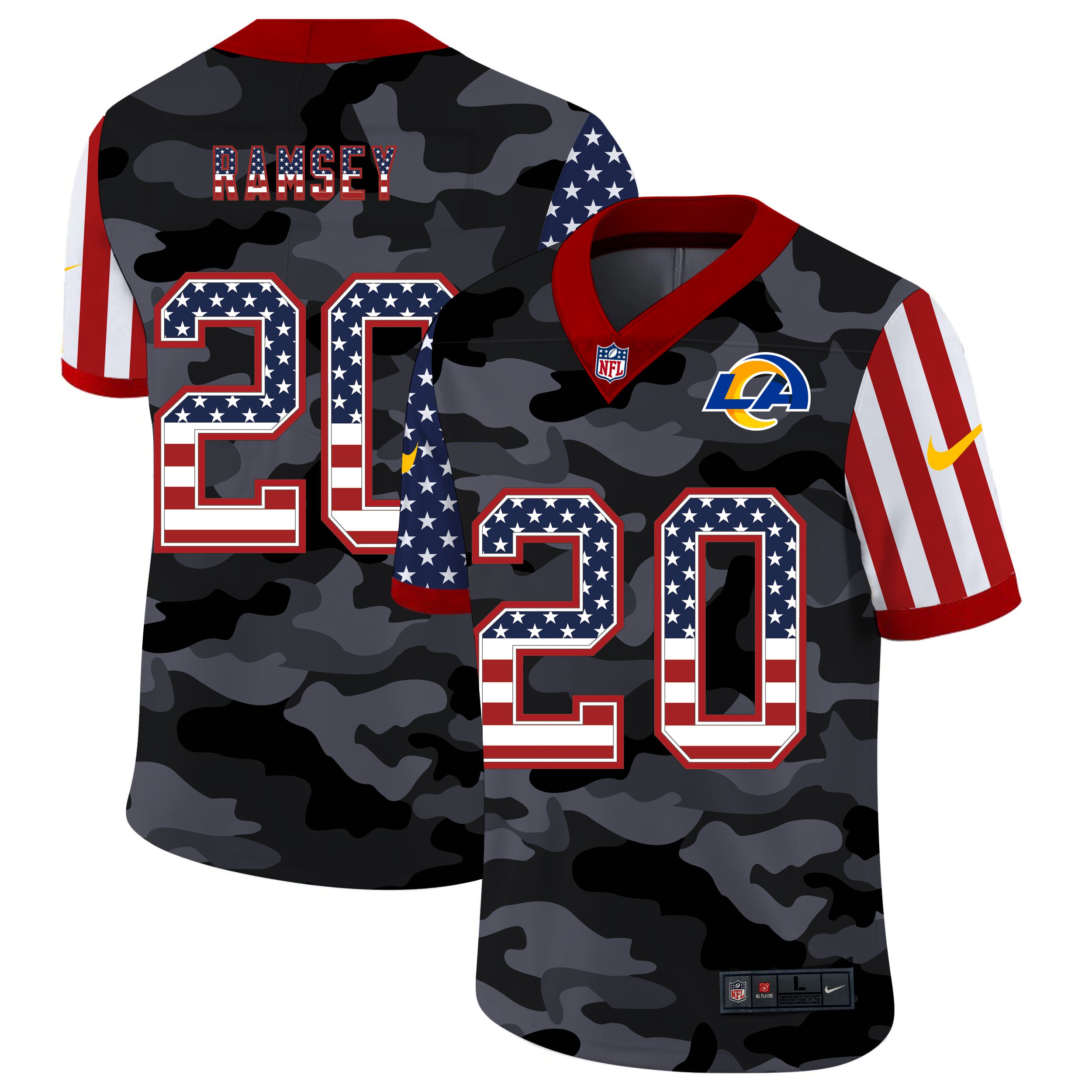 Men Los Angeles Rams 20 Ramsey 2020 Nike USA Camo Salute to Service Limited NFL Jerseys